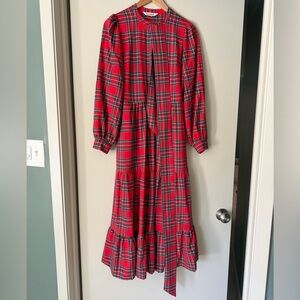 Boden Red Navy Green Plaid Dress